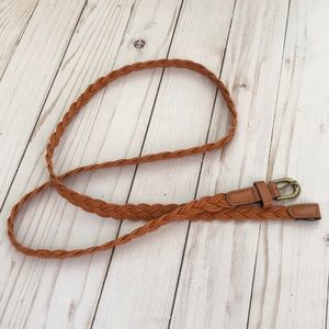 Brown woven belt with gold hardware